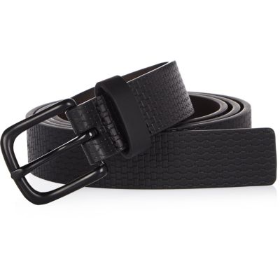 Black textured skinny belt